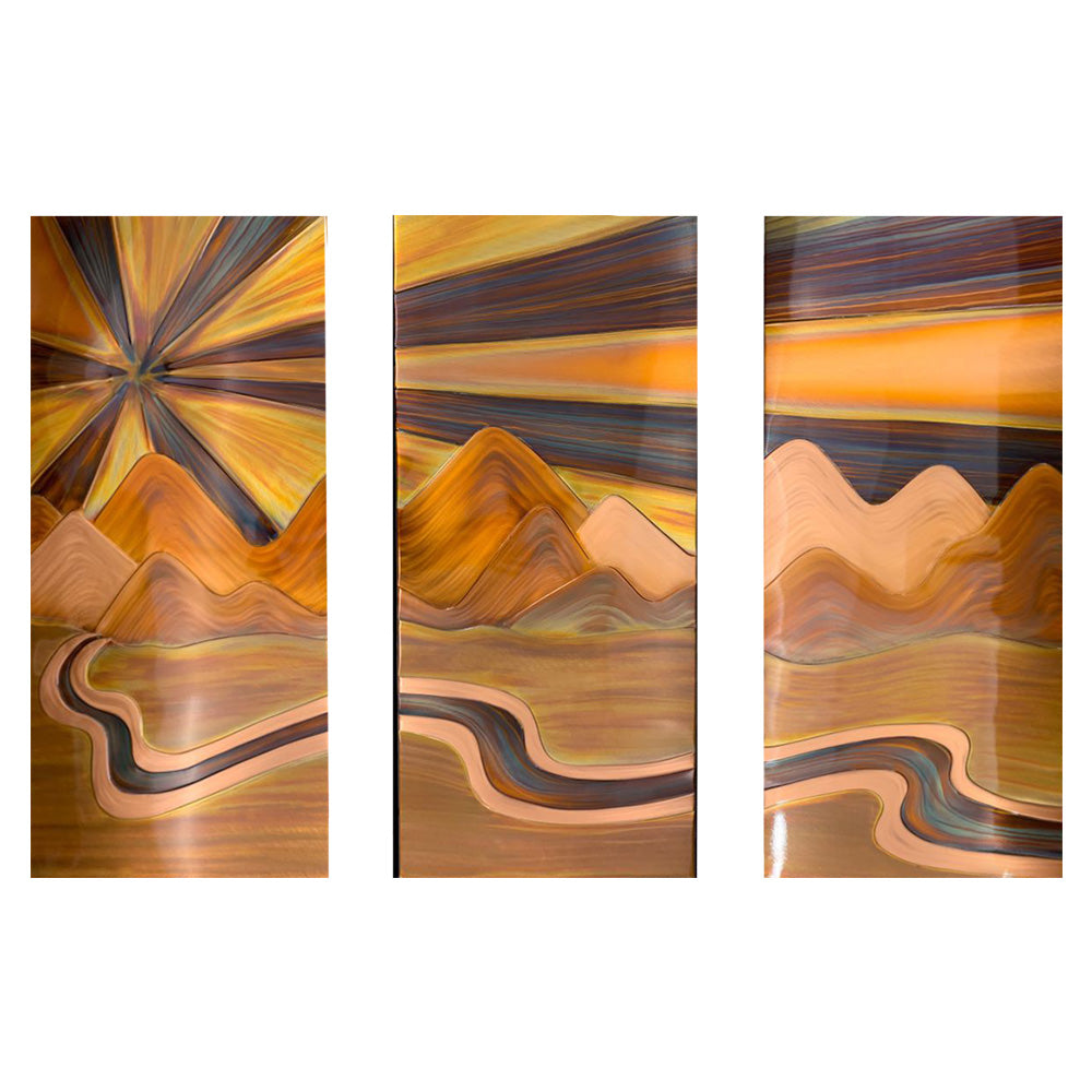 絵画 trip Copper Art – Wild Mountain – Triptych – Studio G7